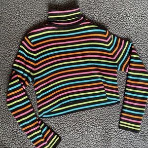 Colorful Striped Turtleneck Sweater